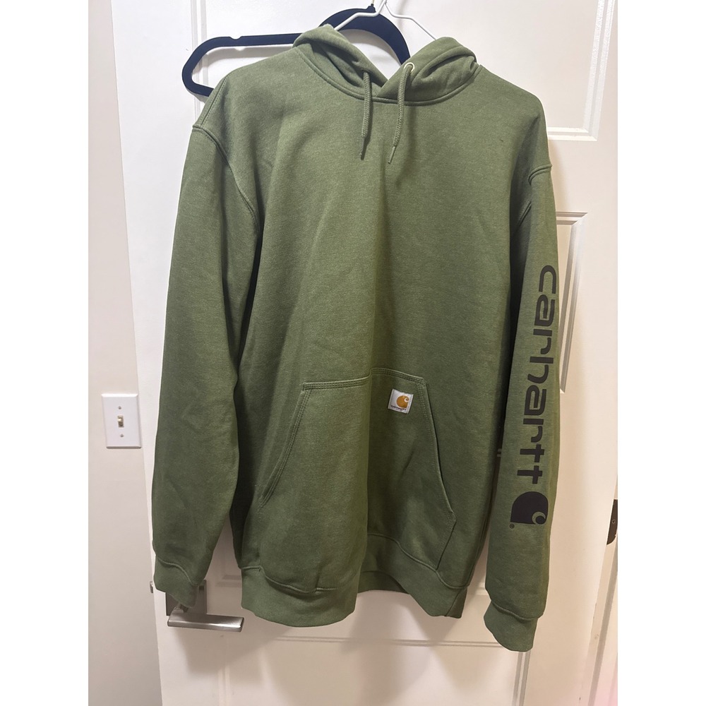 Carhartt Mens Midweight Logo Sleeve Hoodie Olive Green Sweatshirt K288 Medium